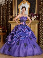 Cheap Strapless Purple Puffy Skirt Quinceanera Dress Online