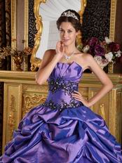 Cheap Strapless Purple Puffy Skirt Quinceanera Dress Online