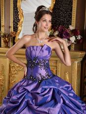 Cheap Strapless Purple Puffy Skirt Quinceanera Dress Online