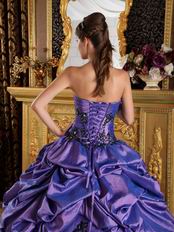 Cheap Strapless Purple Puffy Skirt Quinceanera Dress Online