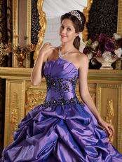 Cheap Strapless Purple Puffy Skirt Quinceanera Dress Online