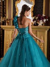 Sea Green Quinceanera Dress With One Shoulder Skirt