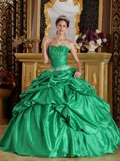 Spring Green Floor Length Ball Dress For Quinceanera Wear