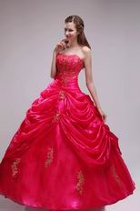 Strapless Lace Up Back Fuchsia Quinceanera Dress For Girl