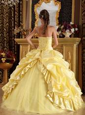 Embroidery Daffodil Military Gown With Side Flower Decorate