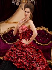 Zebra Printed Fabric Girls Wear Quinceanera Dress 2014