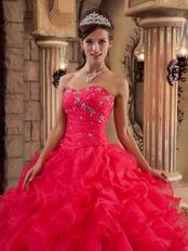 Deep Pink Cascade Skirt Coming-of-age Ceremony Girls Dress