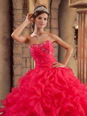 Deep Pink Cascade Skirt Coming-of-age Ceremony Girls Dress