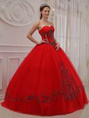 Trimed Dark Red Sweetheart A-line Quinceanera Outfits