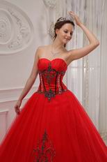 Trimed Dark Red Sweetheart A-line Quinceanera Outfits