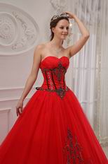 Trimed Dark Red Sweetheart A-line Quinceanera Outfits