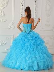 Good Looking High Quality Aqua Puffy Quinceanera Gown