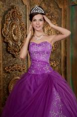 Embroidered Stars Purple Quinceanear Adult Ceremony Dress