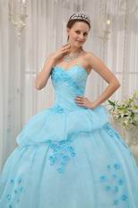 Ligh Aqua Blue Floor Length Young Girl Quinceanera Dress