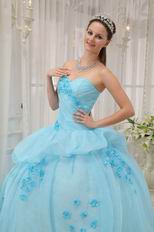 Ligh Aqua Blue Floor Length Young Girl Quinceanera Dress