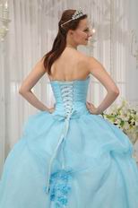 Ligh Aqua Blue Floor Length Young Girl Quinceanera Dress