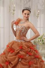 Beautiful One-shoulder Neck Rust Brown Quinceanera Dress