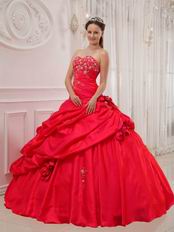 Sweetheart Neckline Puffy Quinceanera Dress In Red