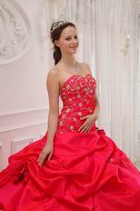 Sweetheart Neckline Puffy Quinceanera Dress In Red