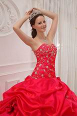 Sweetheart Neckline Puffy Quinceanera Dress In Red