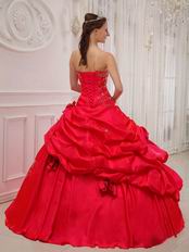 Sweetheart Neckline Puffy Quinceanera Dress In Red