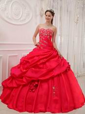 Sweetheart Neckline Puffy Quinceanera Dress In Red