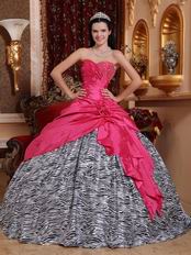 Sweetheart Fuchsia Quinceanera Dress Printed Zebra Fabric