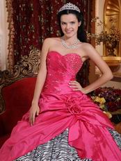 Sweetheart Fuchsia Quinceanera Dress Printed Zebra Fabric