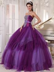 Beaded Strapless Contrast Color Quinceanera Prom Party Dress