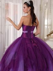 Beaded Strapless Contrast Color Quinceanera Prom Party Dress