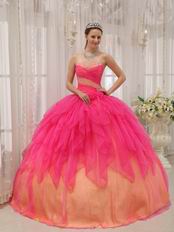 Hot Pink Cascade Putty Skirt  Orange Quinceanera Dress 2019