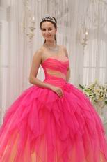 Hot Pink Cascade Putty Skirt  Orange Quinceanera Dress 2019