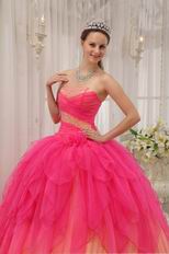 Hot Pink Cascade Putty Skirt  Orange Quinceanera Dress 2019