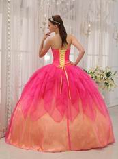 Hot Pink Cascade Putty Skirt  Orange Quinceanera Dress 2019