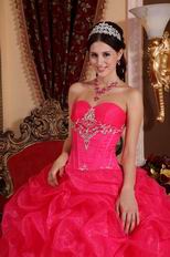 Deep Pink Sweetheart Puffy Quinceanera Dress By Designer