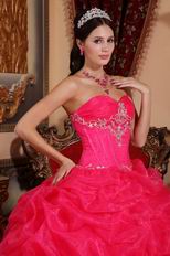 Deep Pink Sweetheart Puffy Quinceanera Dress By Designer