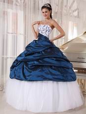 Mineral Blue Quinceanera Party Dress With White Puffy Skirt