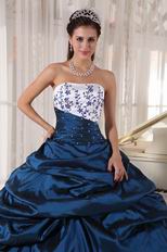 Mineral Blue Quinceanera Party Dress With White Puffy Skirt