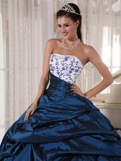 Mineral Blue Quinceanera Party Dress With White Puffy Skirt