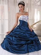 Mineral Blue Quinceanera Party Dress With White Puffy Skirt