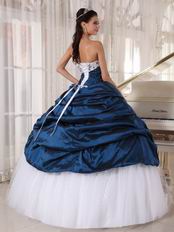 Mineral Blue Quinceanera Party Dress With White Puffy Skirt