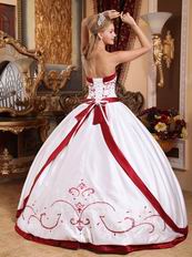 2018 Classical Style White Quinceanera Dress With Wine Red Details