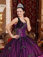 Single One Shoulder Purple Coming-of-age Ceremony Girls Dress