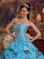 New Arrival 2014 Strapless Sky Blue Girls Quinceanera Gowns