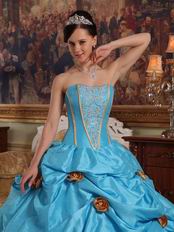 New Arrival 2014 Strapless Sky Blue Girls Quinceanera Gowns