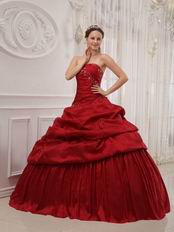 Simple Wine Red Puffy Skirt Quinceanera Dress Customized