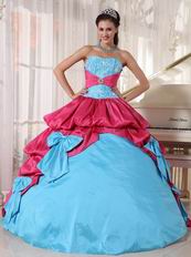 Light Sky Blue Ball Gown Dress With Bowknot Emberllish