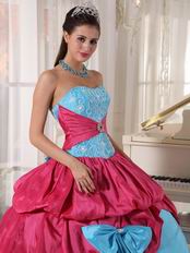 Light Sky Blue Ball Gown Dress With Bowknot Emberllish