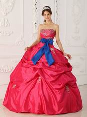 Sweetheart Blue Ribbon 2014 Quinceanera Dress With Beading