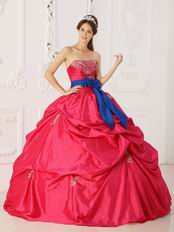 Sweetheart Blue Ribbon 2014 Quinceanera Dress With Beading